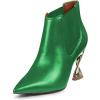 imageFSJ Women Pointed Toe Elastic Ankle Boots Special Distorted High Heel Pull On Fashion Modern Walking Shoes Size 415 USGreen