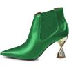 imageFSJ Women Pointed Toe Elastic Ankle Boots Special Distorted High Heel Pull On Fashion Modern Walking Shoes Size 415 USGreen