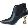 imageFSJ Women Pointed Toe Elastic Ankle Boots Special Distorted High Heel Pull On Fashion Modern Walking Shoes Size 415 USNavy