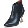 imageFSJ Women Pointed Toe Elastic Ankle Boots Special Distorted High Heel Pull On Fashion Modern Walking Shoes Size 415 USNavy