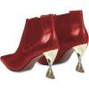 imageFSJ Women Pointed Toe Elastic Ankle Boots Special Distorted High Heel Pull On Fashion Modern Walking Shoes Size 415 USRed