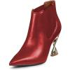 imageFSJ Women Pointed Toe Elastic Ankle Boots Special Distorted High Heel Pull On Fashion Modern Walking Shoes Size 415 USRed