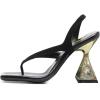 imageFSJ Women Square Open Toe Flip Flops Slingback Special Heel Elastic Strap Slip On Backless Summer Walking Heeled Sandals Size 415 USBlack
