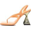 imageFSJ Women Square Open Toe Flip Flops Slingback Special Heel Elastic Strap Slip On Backless Summer Walking Heeled Sandals Size 415 USOrange