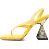 imageFSJ Women Square Open Toe Flip Flops Slingback Special Heel Elastic Strap Slip On Backless Summer Walking Heeled Sandals Size 415 USYellow