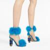 imageFSJ Women Unique Open Toe Fur Fur Sandals Crystal Chunky High Heel Ankle Strap Ladies Wedding Party Prom Dress Shoes Size 416 USBlue