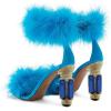 imageFSJ Women Unique Open Toe Fur Fur Sandals Crystal Chunky High Heel Ankle Strap Ladies Wedding Party Prom Dress Shoes Size 416 USBlue