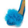imageFSJ Women Unique Open Toe Fur Fur Sandals Crystal Chunky High Heel Ankle Strap Ladies Wedding Party Prom Dress Shoes Size 416 USBlue
