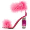 imageFSJ Women Unique Open Toe Fur Fur Sandals Crystal Chunky High Heel Ankle Strap Ladies Wedding Party Prom Dress Shoes Size 416 USHot Pink