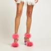 imageFSJ Women Unique Open Toe Fur Fur Sandals Crystal Chunky High Heel Ankle Strap Ladies Wedding Party Prom Dress Shoes Size 416 USHot Pink