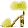 imageFSJ Women Unique Open Toe Fur Fur Sandals Crystal Chunky High Heel Ankle Strap Ladies Wedding Party Prom Dress Shoes Size 416 USLime Green