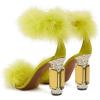 imageFSJ Women Unique Open Toe Fur Fur Sandals Crystal Chunky High Heel Ankle Strap Ladies Wedding Party Prom Dress Shoes Size 416 USLime Green