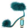imageFSJ Women Unique Open Toe Fur Fur Sandals Crystal Chunky High Heel Ankle Strap Ladies Wedding Party Prom Dress Shoes Size 416 USSeagreen