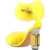 imageFSJ Women Unique Open Toe Fur Fur Sandals Crystal Chunky High Heel Ankle Strap Ladies Wedding Party Prom Dress Shoes Size 416 USYellow