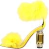 imageFSJ Women Unique Open Toe Fur Fur Sandals Crystal Chunky High Heel Ankle Strap Ladies Wedding Party Prom Dress Shoes Size 416 USYellow
