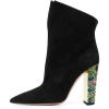 imageFSJ Women Graceful Pointed Toe High Heel Ankle Booties Handmade Suede Crystal Gem Chunky Heel Comfortable Slip On Dress Ankle Boots Size 415 USBlack