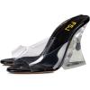 imageFSJ Women Graceful Transparent Peep Toe Mules Special Chunky High Heel Slip On Summer Casual Ladies Shoes Size 415 USBlack