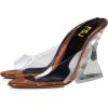 imageFSJ Women Graceful Transparent Peep Toe Mules Special Chunky High Heel Slip On Summer Casual Ladies Shoes Size 415 USChocolate