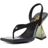 imageFSJ Women Square Open Toe Flip Flops Slingback Special Heel Elastic Strap Slip On Backless Summer Walking Heeled Sandals Size 415 USBlack