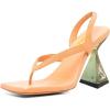 imageFSJ Women Square Open Toe Flip Flops Slingback Special Heel Elastic Strap Slip On Backless Summer Walking Heeled Sandals Size 415 USOrange