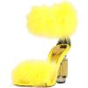 imageFSJ Women Unique Open Toe Fur Fur Sandals Crystal Chunky High Heel Ankle Strap Ladies Wedding Party Prom Dress Shoes Size 416 USYellow
