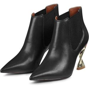 imageFSJ Women Pointed Toe Elastic Ankle Boots Special Distorted High Heel Pull On Fashion Modern Walking Shoes Size 415 USBlack