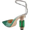imageFSJ Women Bridal Heeled Sandals Pointy Toe Crystal Chain Ankle Strap Pumps Luxury Rhinestone Embellished Chunky Heels Wedding Party Dress Shoes Size 416 USGreen Rhinestones