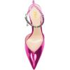 imageFSJ Women Bridal Heeled Sandals Pointy Toe Crystal Chain Ankle Strap Pumps Luxury Rhinestone Embellished Chunky Heels Wedding Party Dress Shoes Size 416 USPink Mirror Leather