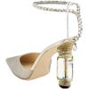 imageFSJ Women Bridal Heeled Sandals Pointy Toe Crystal Chain Ankle Strap Pumps Luxury Rhinestone Embellished Chunky Heels Wedding Party Dress Shoes Size 416 USChampagne Gold Glitter