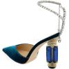 imageFSJ Women Bridal Heeled Sandals Pointy Toe Crystal Chain Ankle Strap Pumps Luxury Rhinestone Embellished Chunky Heels Wedding Party Dress Shoes Size 416 USCyan Velvet
