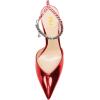 imageFSJ Women Bridal Heeled Sandals Pointy Toe Crystal Chain Ankle Strap Pumps Luxury Rhinestone Embellished Chunky Heels Wedding Party Dress Shoes Size 416 USRed Mirror Leather