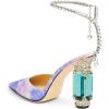 imageFSJ Women Bridal Heeled Sandals Pointy Toe Crystal Chain Ankle Strap Pumps Luxury Rhinestone Embellished Chunky Heels Wedding Party Dress Shoes Size 416 USLight Purple Dreamy Rhinestones