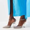 imageFSJ Women Bridal Heeled Sandals Pointy Toe Crystal Chain Ankle Strap Pumps Luxury Rhinestone Embellished Chunky Heels Wedding Party Dress Shoes Size 416 USMulticolor Glitter