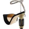 imageFSJ Women Bridal Heeled Sandals Pointy Toe Crystal Chain Ankle Strap Pumps Luxury Rhinestone Embellished Chunky Heels Wedding Party Dress Shoes Size 416 USBlack Suede