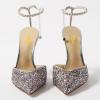 imageFSJ Women Bridal Heeled Sandals Pointy Toe Crystal Chain Ankle Strap Pumps Luxury Rhinestone Embellished Chunky Heels Wedding Party Dress Shoes Size 416 USMulticolor Glitter