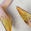 imageFSJ Women Bridal Heeled Sandals Pointy Toe Crystal Chain Ankle Strap Pumps Luxury Rhinestone Embellished Chunky Heels Wedding Party Dress Shoes Size 416 USPurple Gradient Rhinestones
