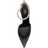 imageFSJ Women Bridal Heeled Sandals Pointy Toe Crystal Chain Ankle Strap Pumps Luxury Rhinestone Embellished Chunky Heels Wedding Party Dress Shoes Size 416 USBlack Mesh