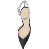imageFSJ Women Bridal Heeled Sandals Pointy Toe Crystal Chain Ankle Strap Pumps Luxury Rhinestone Embellished Chunky Heels Wedding Party Dress Shoes Size 416 USBlack Mirror Leather