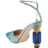 imageFSJ Women Bridal Heeled Sandals Pointy Toe Crystal Chain Ankle Strap Pumps Luxury Rhinestone Embellished Chunky Heels Wedding Party Dress Shoes Size 416 USBlue Gradient Rhinestones