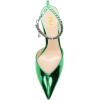 imageFSJ Women Bridal Heeled Sandals Pointy Toe Crystal Chain Ankle Strap Pumps Luxury Rhinestone Embellished Chunky Heels Wedding Party Dress Shoes Size 416 USGreen Mirror Leather