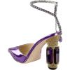 imageFSJ Women Bridal Heeled Sandals Pointy Toe Crystal Chain Ankle Strap Pumps Luxury Rhinestone Embellished Chunky Heels Wedding Party Dress Shoes Size 416 USPurple Mirror Leather