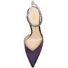 imageFSJ Women Bridal Heeled Sandals Pointy Toe Crystal Chain Ankle Strap Pumps Luxury Rhinestone Embellished Chunky Heels Wedding Party Dress Shoes Size 416 USPurple Satin