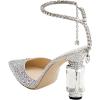 imageFSJ Women Bridal Heeled Sandals Pointy Toe Crystal Chain Ankle Strap Pumps Luxury Rhinestone Embellished Chunky Heels Wedding Party Dress Shoes Size 416 USBling Rhinestones