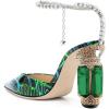 imageFSJ Women Bridal Heeled Sandals Pointy Toe Crystal Chain Ankle Strap Pumps Luxury Rhinestone Embellished Chunky Heels Wedding Party Dress Shoes Size 416 USGreen Leaf Print