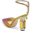 imageFSJ Women Bridal Heeled Sandals Pointy Toe Crystal Chain Ankle Strap Pumps Luxury Rhinestone Embellished Chunky Heels Wedding Party Dress Shoes Size 416 USOrange Gradient Rhinestones