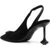 imageFSJ Women Crystal Pointed Toe Slingback Pumps Studded Flower Special High Heels Elastic Strap Party Dating Dress Shoes Size 416 USBlack Suede