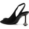 imageFSJ Women Crystal Pointed Toe Slingback Pumps Studded Flower Special High Heels Elastic Strap Party Dating Dress Shoes Size 416 USBlack Suede Rhinestone Heel