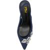 imageFSJ Women Crystal Pointed Toe Slingback Pumps Studded Flower Special High Heels Elastic Strap Party Dating Dress Shoes Size 416 USBlue Suede