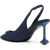 imageFSJ Women Crystal Pointed Toe Slingback Pumps Studded Flower Special High Heels Elastic Strap Party Dating Dress Shoes Size 416 USBlue Suede
