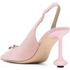imageFSJ Women Crystal Pointed Toe Slingback Pumps Studded Flower Special High Heels Elastic Strap Party Dating Dress Shoes Size 416 USPink Suede
